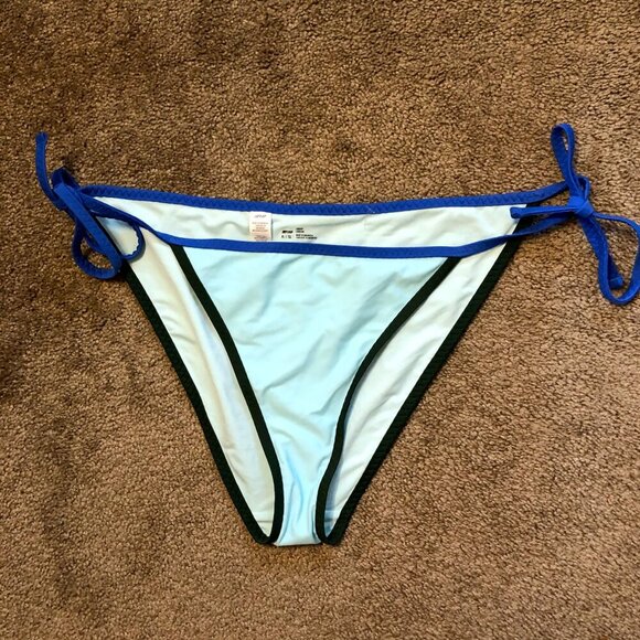 NEW NWT AERIE AMERICAN EAGLE Light Blue Cheeky Tie Side String Bikini Bottom XL - Picture 3 of 12